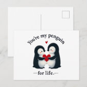 Carte Postale Tu es mon manchot pour la vie couple  (Devant / Derrière)