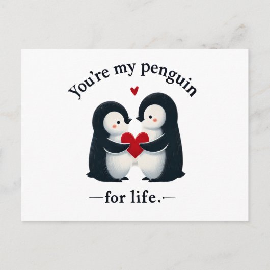 Carte Postale Tu es mon manchot pour la vie couple  (Devant)