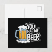 Carte Postale Tu M'As Eu À La Bière (Devant / Derrière)