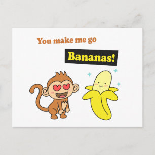 Carte Postale Tu me fais devenir Bananes, Humour d'Amour Mignon