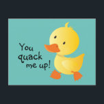 Carte Postale Tu me fais du canard drôle<br><div class="desc">Éclairez la journée de quelqu'un avec cette adorable image de canard jaune avec l'aimable autorisation de vecteezy.com. Vous pouvez changer la couleur arrière - plan de cette carte en la couleur de votre choix en cliquant sur le bouton "customiser" et en sélectionnant une autre couleur arrière - plan.</div>