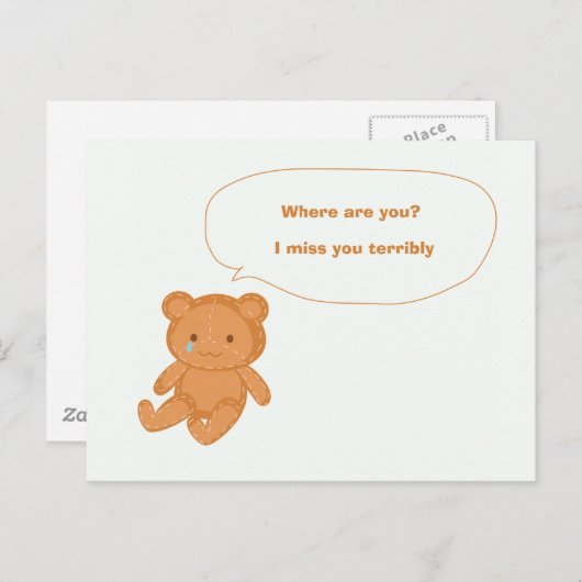 Carte Postale Tu me manques (Devant / Derrière)