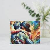 Carte Postale Tu me manques | Amants s'étreignant (Debout devant)