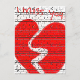 Carte Postale Tu me manques, Amour de Flamme Jumelle Cœur Brisé 