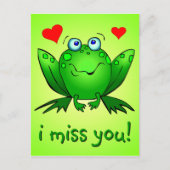 Carte Postale Tu Me Manques De Mignons Coeurs De Grenouille Vert (Devant)