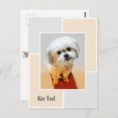 Carte postale "Tu me manques" pour chien Malshi (Devant / Derrière)