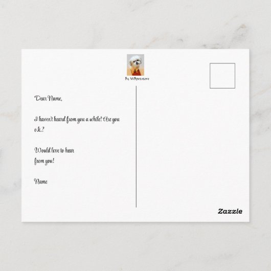 Carte postale "Tu me manques" pour chien Malshi (Dos)