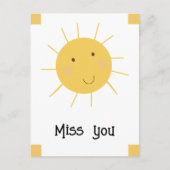 Carte Postale Tu me manques | Soleil jaune heureux (Devant)