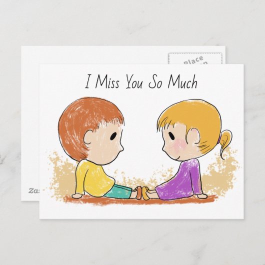 Carte Postale Tu Me Manques Tellement Mignonne (Devant / Derrière)