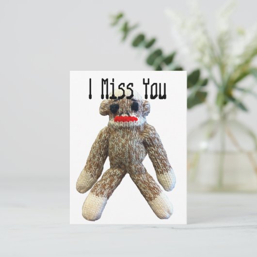 Carte Postale Tu Me Manques Un Sock Monkey (Debout devant)