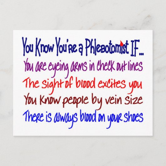 Carte Postale Tu sais que tu es un Phlebotomiste SI... (Devant)