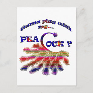 Carte Postale Tu veux jouer avec mon paon ?