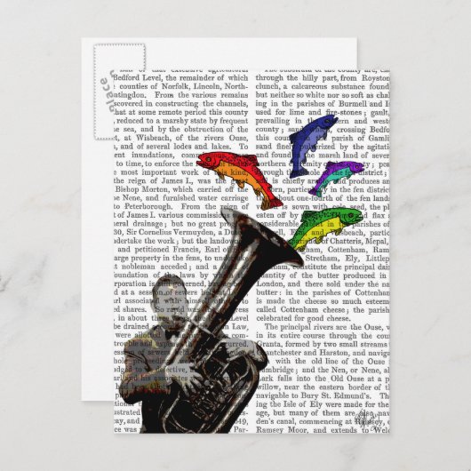 Carte Postale Tuba Et Poisson (Devant / Derrière)