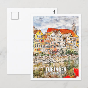 Carte Postale Tubingen Allemagne Fameux Travel Place Aquarelle