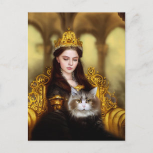 Carte Postale Tudor princesse avec son chat