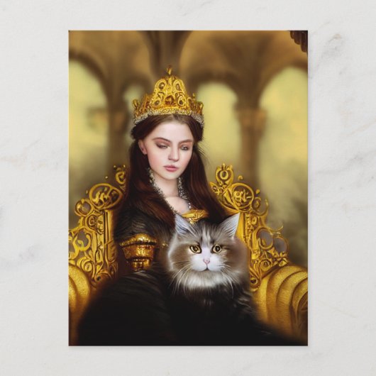 Carte Postale Tudor princesse avec son chat (Devant)