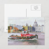 Carte Postale Tug rouge passant St. Pauls 1996 (Devant / Derrière)