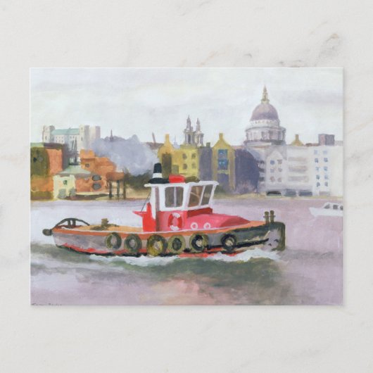 Carte Postale Tug rouge passant St. Pauls 1996 (Devant)
