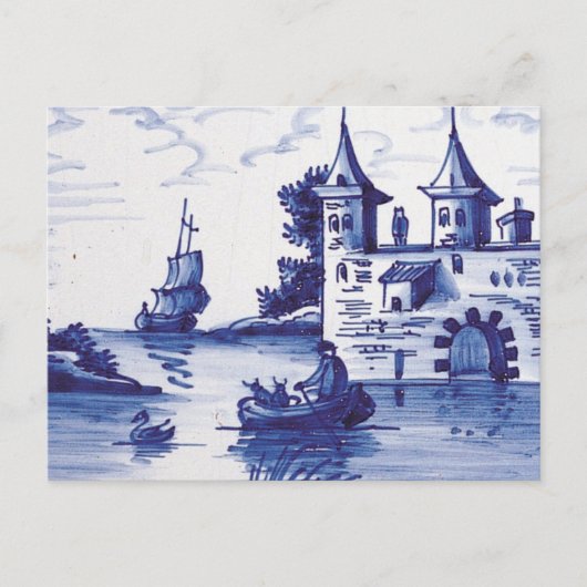 Carte Postale Tuile bleue traditionnelle (Devant)