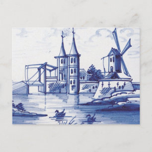 Carte Postale Tuile bleue traditionnelle