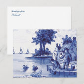 Carte Postale Tuile bleue traditionnelle (Devant / Derrière)
