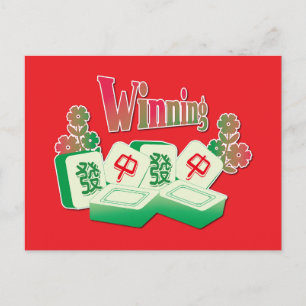 Carte Postale Tuile Fleur de la Chance Mahjong