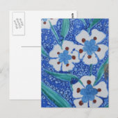 Carte Postale Tuile turque en céramique bleue et blanche ottoman (Devant / Derrière)