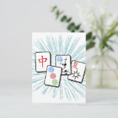 Carte Postale Tuiles de Mahjong Bleues (Debout devant)