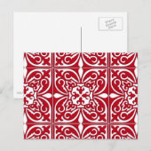 Carte Postale Tuiles marocaines - rouge foncé et blanc (Devant / Derrière)