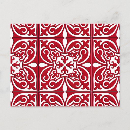 Carte Postale Tuiles marocaines - rouge foncé et blanc (Devant)