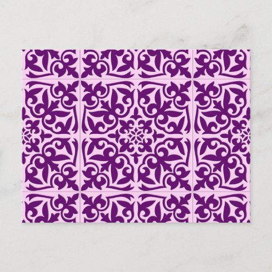 Carte Postale Tuiles marocaines - violet et orchidée (Devant)