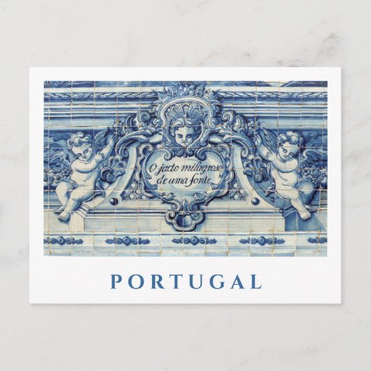 Carte Postale Tuiles murales portugaises bleues et blanches avec (Devant)