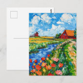 Carte Postale Tulip Fields with Barn and Stream Fantasy Painting (Devant / Derrière)
