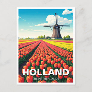 Carte Postale Tulip Fields Wmill Holland Pays-Bas