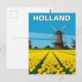 Carte Postale Tulip Fields Wmill Holland Pays-Bas (Devant / Derrière)