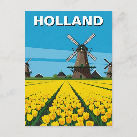 Carte Postale Tulip Fields Wmill Holland Pays-Bas (Devant)