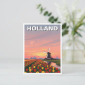 Carte Postale Tulip Fields Wmill Holland Pays-Bas (Debout devant)
