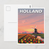 Carte Postale Tulip Fields Wmill Holland Pays-Bas (Devant / Derrière)