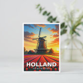 Carte Postale Tulip Fields Wmill Holland Sunset (Debout devant)