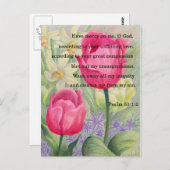 Carte Postale Tulipe à fleurs et écriture (Devant / Derrière)