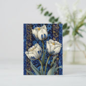 Carte Postale Tulipe Damassé Bleu Blanc (Debout devant)