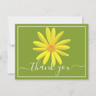 Carte Postale Tulipe jaune sur fond vert citron Merci