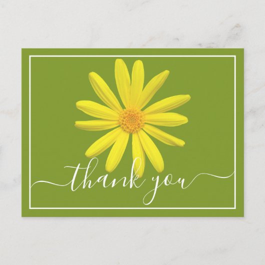 Carte Postale Tulipe jaune sur fond vert citron Merci (Devant)