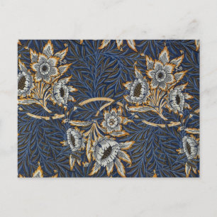 Carte Postale Tulipe Saules Motif Bleu Floral de William Morris