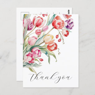 Carte Postale Tulipes à aquarelle en cascade merci