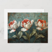 Carte Postale Tulipes à rayures rouges et blanches Peinture à l' (Devant / Derrière)