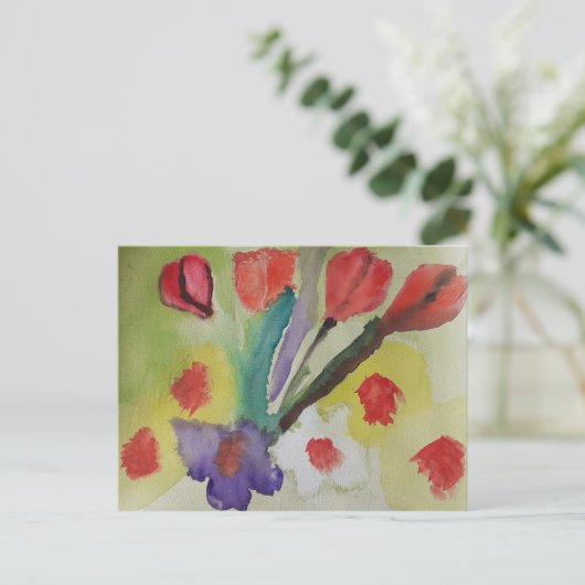 Carte Postale Tulipes Abstraites et fleurs de printemps (Debout devant)