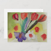 Carte Postale Tulipes Abstraites et fleurs de printemps (Devant / Derrière)