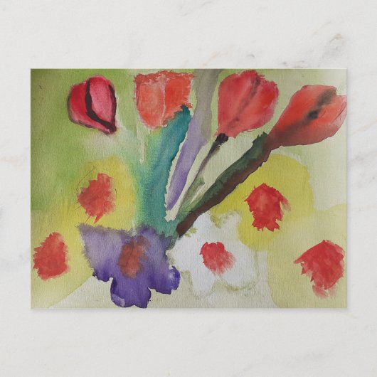 Carte Postale Tulipes Abstraites et fleurs de printemps (Devant)