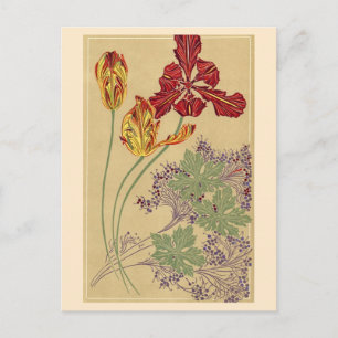 Carte Postale Tulipes Art Nouveau